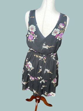 Speechless Floral Babydoll Dress XXL Black Sleeveless Mini Dress